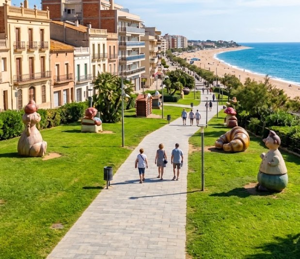 Vistas del paseo marítimo, los parques y el entorno costero de Malgrat de Mar